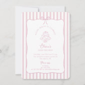 Invitation Rose rayé, Bow lunaire, anniversaire (Devant)