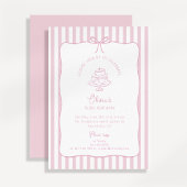 Invitation Rose rayé, Bow lunaire, anniversaire