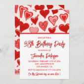 Invitation Rose Red Hearts Motif Simple 38e anniversaire (Devant / Derrière)