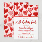 Invitation Rose Red Hearts Motif Simple 49e anniversaire (Devant / Derrière)