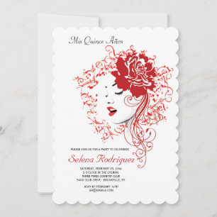 Invitation Rose Red Quinceañera