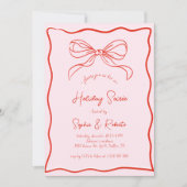 Invitation Rose Red Retro Bow French Christmas Holiday Soirée (Devant)