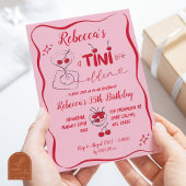 Invitation Rose Retro Cherry Tini Bit Anniversaire Adulte