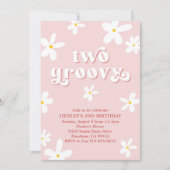 Invitation Rose Retro Daisy Deux Super 2e anniversaire (Devant)
