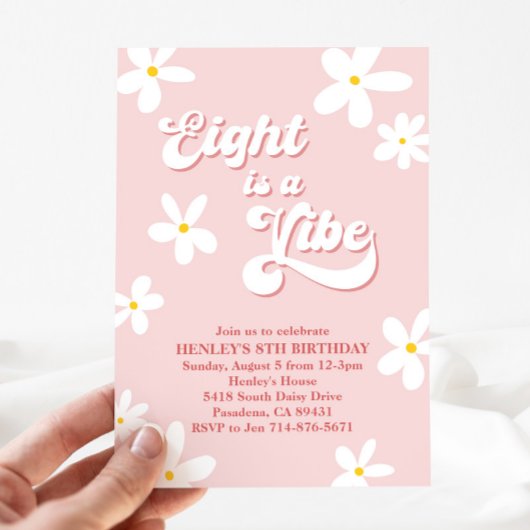 Invitation Rose Retro Daisy Eight Est Un Anniversaire Vibe