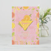 Invitation Rose Rétro d'été Citron Fruit Anniversaire (Debout devant)