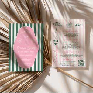 Invitation Rose Rétro et Vert Enterrement de Vie de Jeune Fil