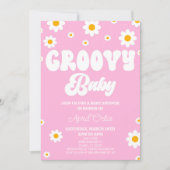 Invitation Rose Retro Fleur Fleur Super Baby shower bébé (Devant)