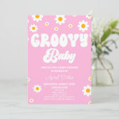 Invitation Rose Retro Fleur Fleur Super Baby shower bébé (Debout devant)