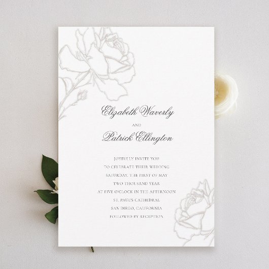 Invitation Rose Rich ivoire minimaliste Cravate noire Mariage