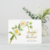 Invitation Rose rocher aquarelle art blanc vert mariage (Debout devant)