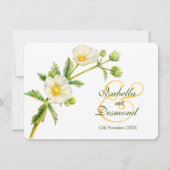 Invitation Rose rocher aquarelle art blanc vert mariage (Devant)