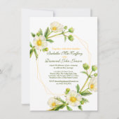 Invitation Rose rocher aquarelle art blanc vert mariage (Devant)