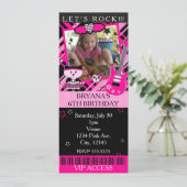 Invitation Rose Rock Star Kitty Chat Rose Ticket VIP Party (Debout devant)