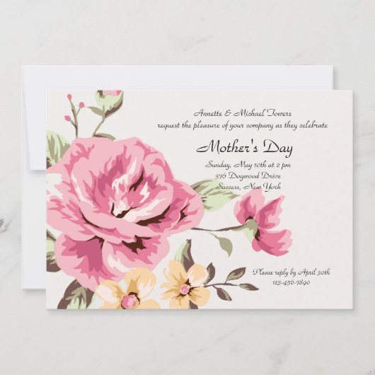 Invitation rose romantique (Devant)