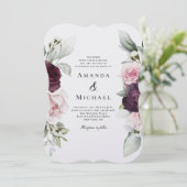 Invitation Rose romantique Aquarelle Mariage botanique (Debout devant)