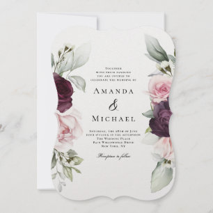 Invitation Rose romantique Aquarelle Mariage botanique