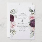 Invitation Rose romantique Aquarelle Mariage botanique (Devant)