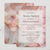 Invitation Rose romantique Blush Pink Gold Leaf Fête des mari (Devant / Derrière)