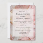 Invitation Rose romantique Blush Pink Gold Leaf Fête des mari (Devant)