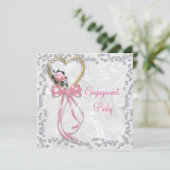 Invitation Rose romantique, Diamants et Fiançailles de ruban (Debout devant)