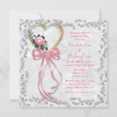 Invitation Rose romantique, Diamants et Fiançailles de ruban (Dos)