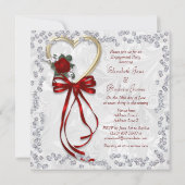 Invitation Rose romantique, Diamants et Fiançailles de ruban  (Dos)