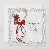 Invitation Rose romantique, Diamants et Fiançailles de ruban  (Devant)