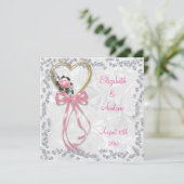 Invitation Rose romantique, Diamants et Mariage de ruban (Debout devant)
