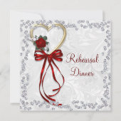 Invitation Rose romantique, Diamants et Mariage de ruban roug (Devant)