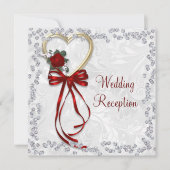 Invitation Rose romantique, Diamants et Mariage de ruban roug (Devant)