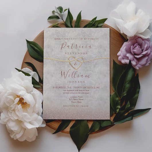 Invitation Rose romantique Elegant Mariage or
