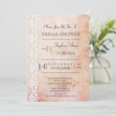 Invitation Rose romantique et dentelle BRIDAL DOUCHE Invitati (Debout devant)