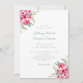 Invitation Rose romantique et Turquoise aquarelle Mariage flo (Devant)