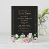 Invitation Rose romantique Floral Faux Gold Glitz Fête des ma (Debout devant)