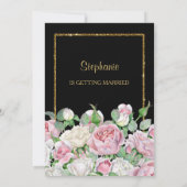 Invitation Rose romantique Floral Faux Gold Glitz Fête des ma (Dos)