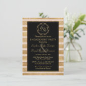 Invitation Rose romantique Gold Fall Wreath Fiançailles Monog (Debout devant)