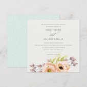 INVITATION ROSE ROMANTIQUE PEACH BLUSH HORS MARIAGE FLORAL BL (Devant / Derrière)