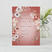 Invitation Rose romantique Red Floral Bridal Brunch (Debout devant)