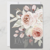 Invitation Rose romantique rose doux sur Mariage gris (Dos)