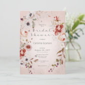 Invitation Rose romantique Rose Floral Douche nuptiale Invita (Debout devant)