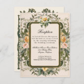 Invitation Rose romantique victorien Réception française élég (Devant / Derrière)