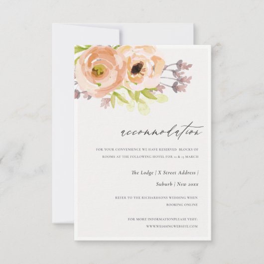 INVITATION ROSE ROMANTIQUE, VIOLET, BLEU FLORAL LOGEMENT (Devant)