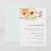 INVITATION ROSE ROMANTIQUE, VIOLET, BLEU FLORAL LOGEMENT (Devant / Derrière)