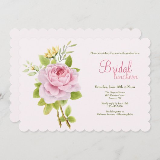 Invitation Rose rose (Devant / Derrière)