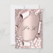 Invitation Rose rose 3D effet paillettes Cadre Initiales  (Dos)