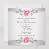 Invitation Rose rose argent 25e anniversaire Mariage (Dos)