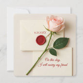 Invitation Rose rose Avec Sceau De Cire Rouge Pour Mariage (Devant)