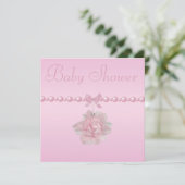 Invitation Rose rose Baby shower, chaussures et pacificateur (Debout devant)
