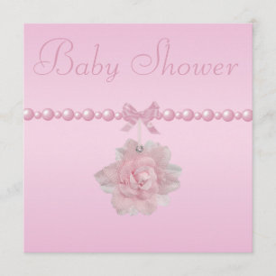 Invitation Rose rose Baby shower, chaussures et pacificateur